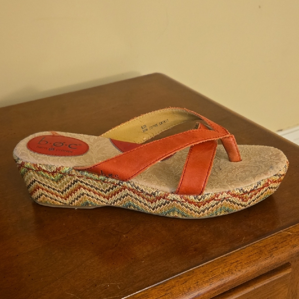 b.o.c. Orange Wedge Sandals